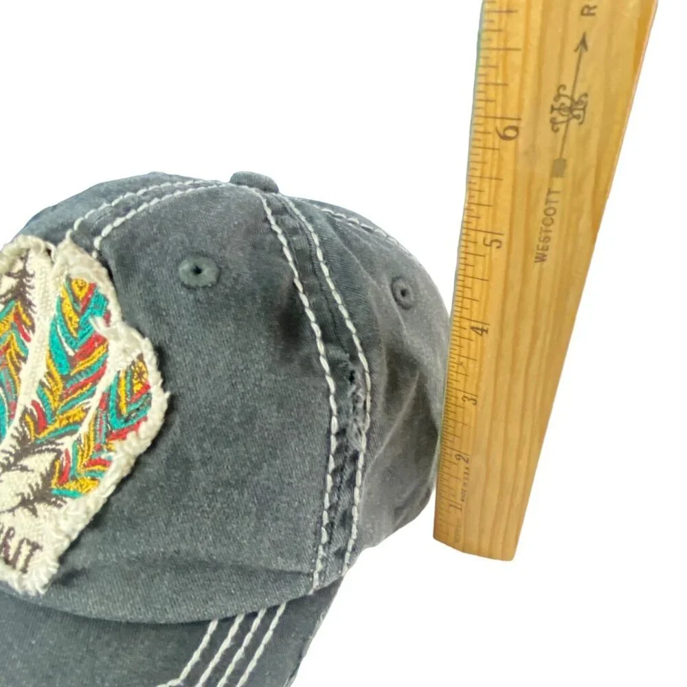 Vtg‎ KBETHOS Women Free Spirit Hat One Size Gray Feathers Casual Travel